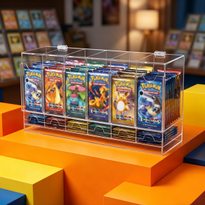 6 Grid Clear Acrylic TCG Booster Pack Dispenser, Dustproof Card Pack Display Case for Pokemon, MTG, Yu-Gi-Oh Booster Packs